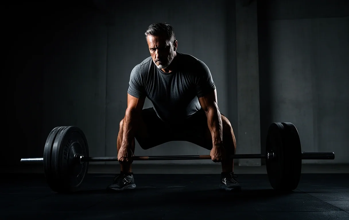 Hombre entrenando fuerza en un ambiente minimalista